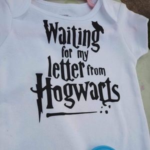 “Waiting for my letter from hogwarts” custom onesie